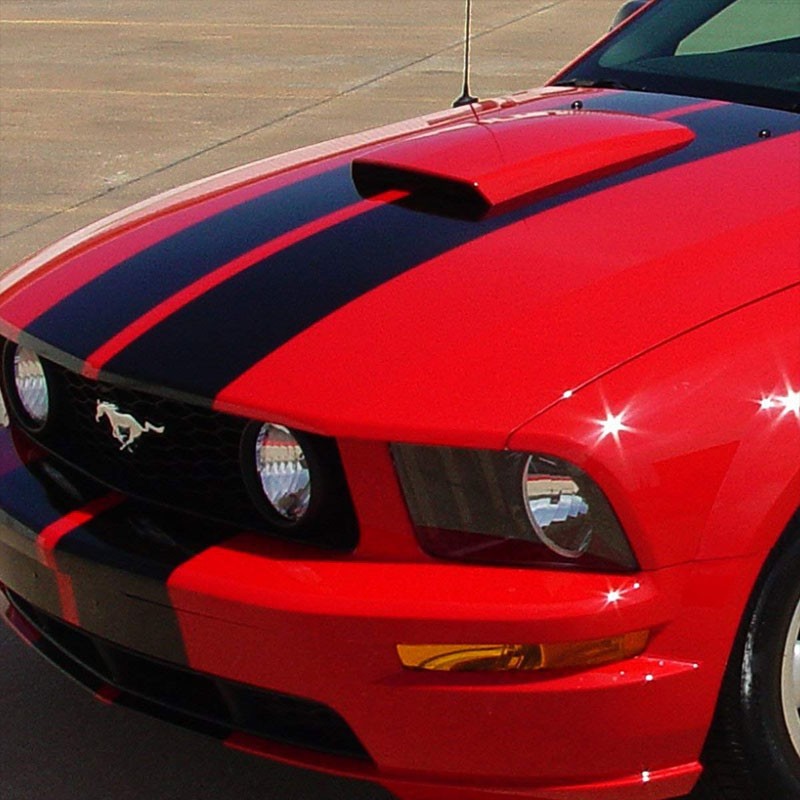 Black Air Dynamics Scoop Bonnet Hood Cover For 05-09 Ford Mustang S-197 V6/V8-Exterior-BuildFastCar