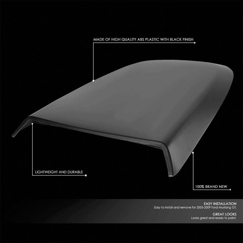 Black Air Dynamics Scoop Bonnet Hood Cover For 05-09 Ford Mustang S-197 V6/V8-Exterior-BuildFastCar