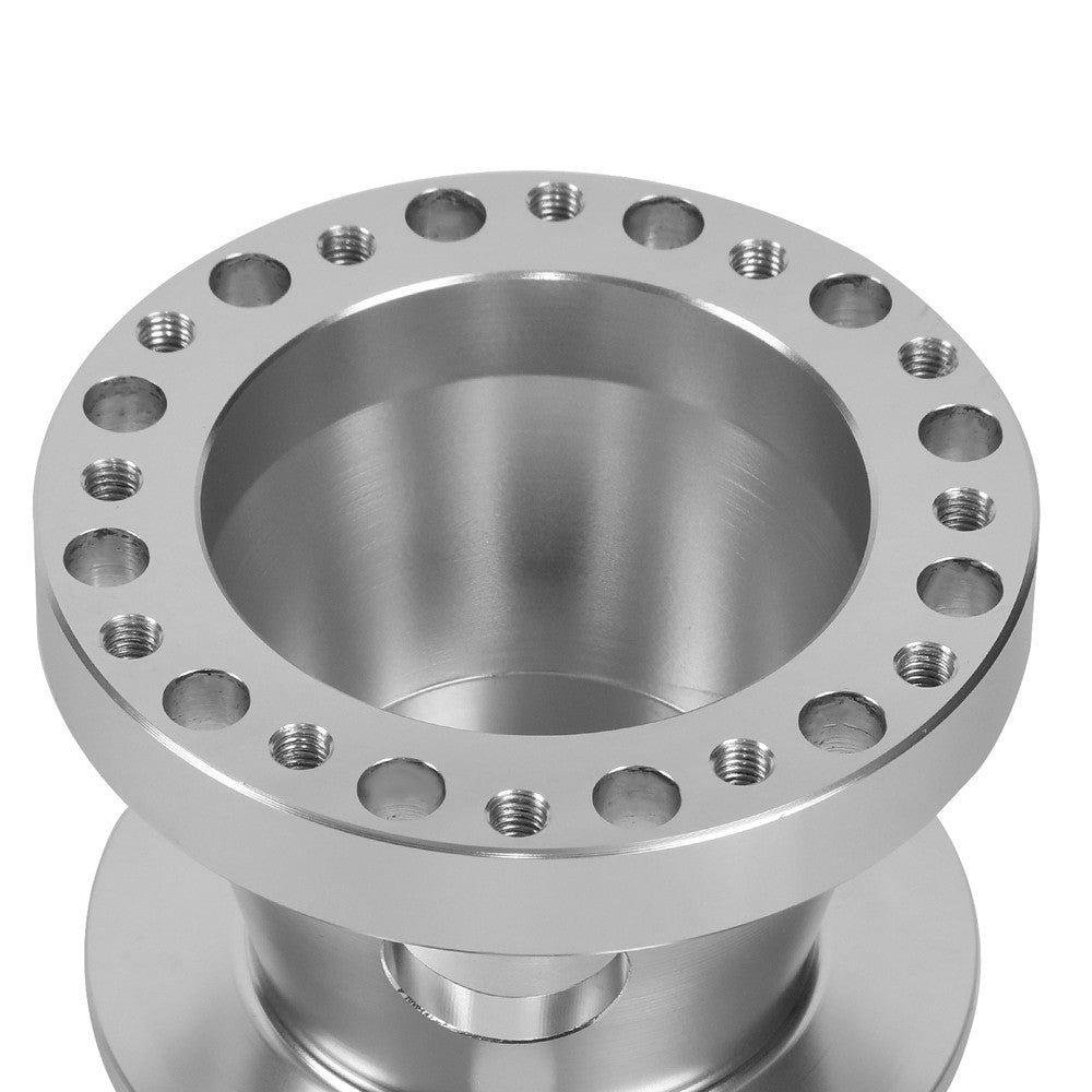 Silver 70/74mm 6-Bolt Aluminum Race Steering Wheel Hub Adapter For 84-04 Mustang