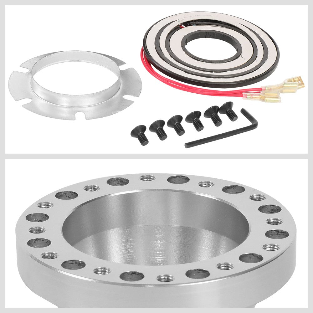 Silver 70/74mm 6-Bolt Aluminum Race Steering Wheel Hub Adapter For 84-04 Mustang