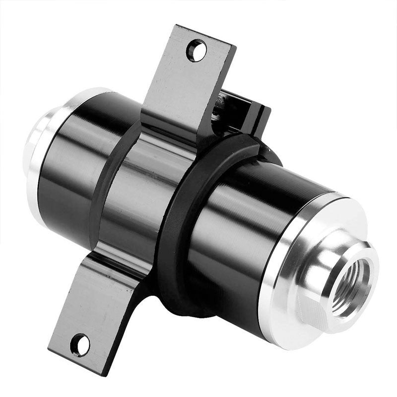 Universal Black 30 Microns Aluminum Reusable Inline Fuel/Oil Filter+Bracket Kit-Performance-BuildFastCar