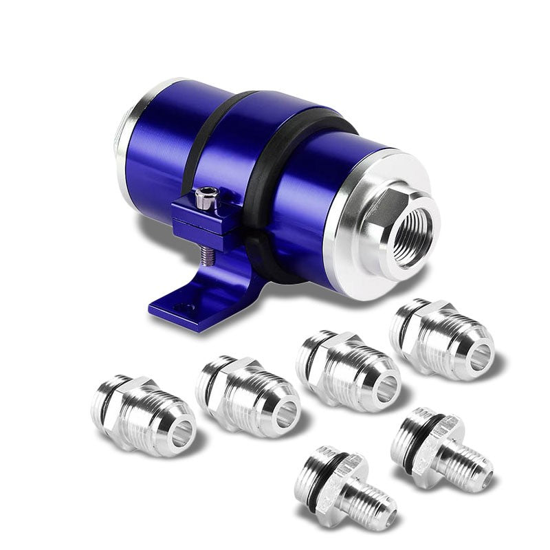 Universal Blue 30 Microns Aluminum Washable Inline Fuel/Oil Filter+Bracket Kit-Performance-BuildFastCar