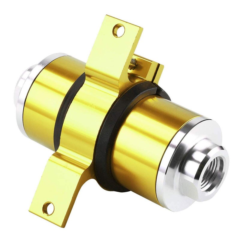 Universal Gold 30 Microns Aluminum Reusable Inline Fuel/Oil Filter+Bracket Kit-Performance-BuildFastCar