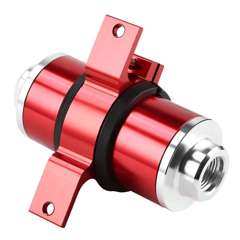 Universal Red 30 Microns Aluminum Reusable Inline Fuel/Oil Filter+Bracket Kit-Performance-BuildFastCar