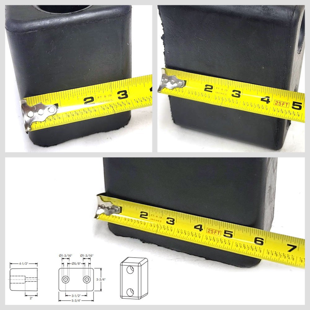 Rectangular 2 Hole 5-1/8”× 3-3/4”× 4-1/2” Molded Dock Bumper BFC-TTP-DBUMP-04