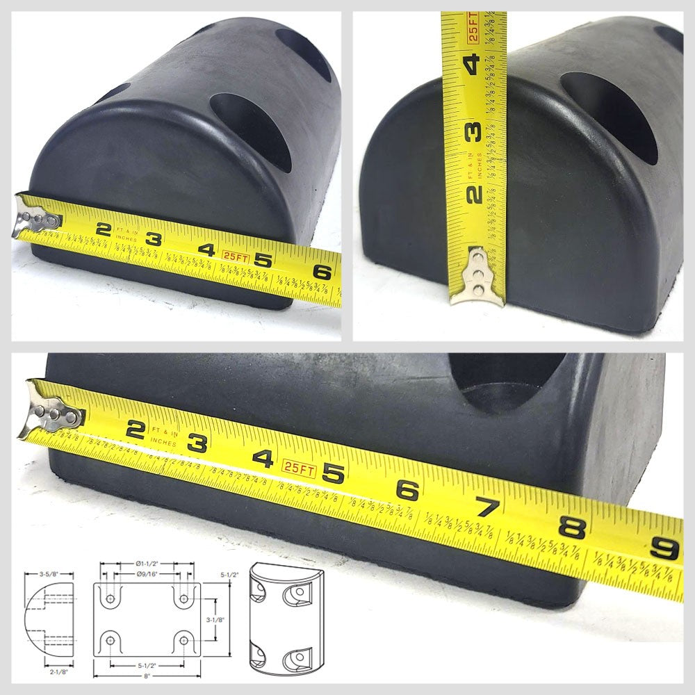 Half-Oval 4 Hole 8" x 5-1/4" x 3-5/8" Molded Dock Bumper BFC-TTP-DBUMP-05