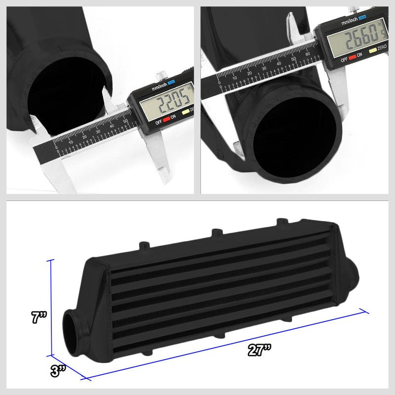 Universal Black Aluminum Tube & Fin 27.25"L Turbo Front Mount Style Intercooler-Performance-BuildFastCar