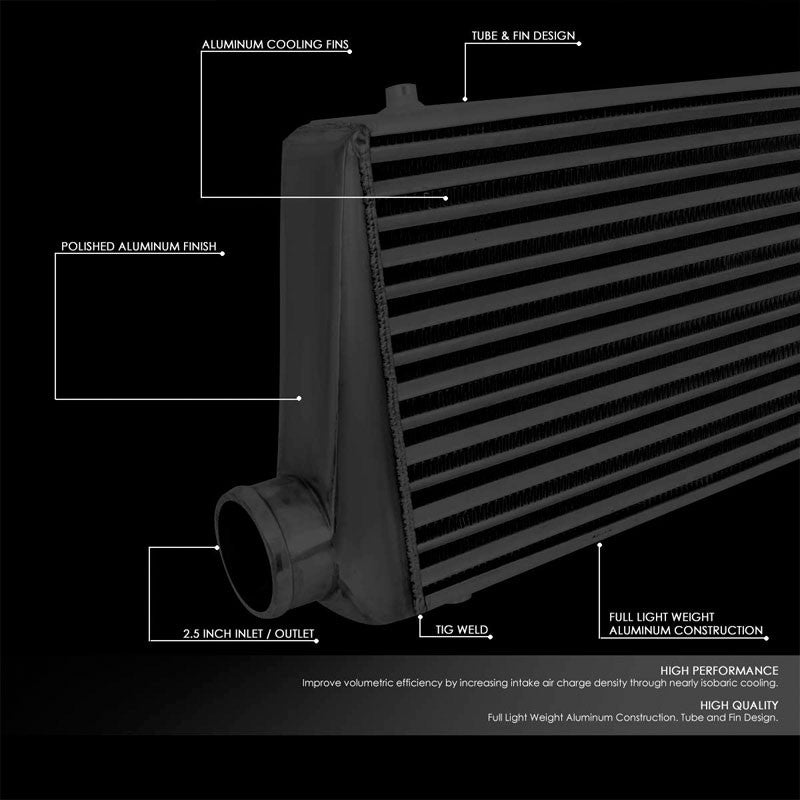 Universal Black Aluminum Tube & Fin 30.75"L Turbo Front Mount Style Intercooler-Performance-BuildFastCar