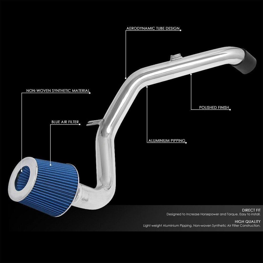 Polish Aluminum/Blue Cone Filter Cold Air Intake Kit For 06-12 Eclipse 2.4L L4