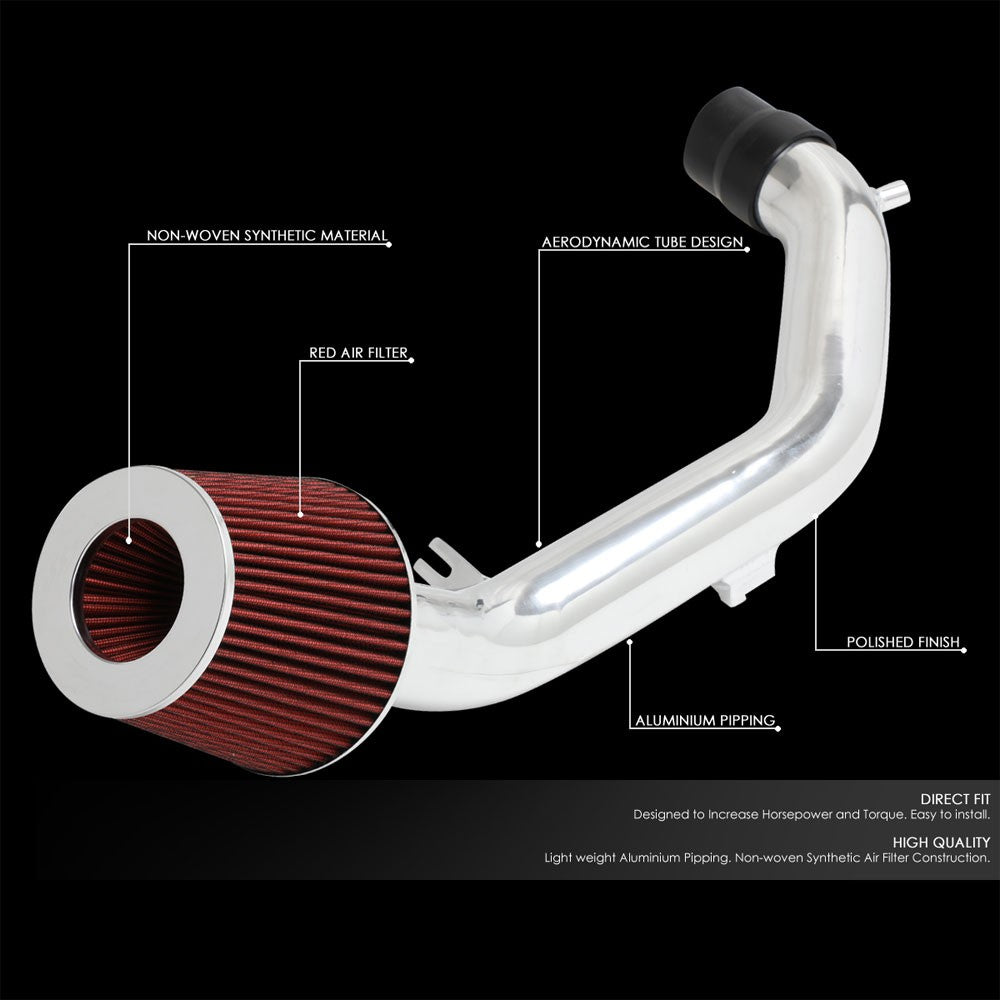 Polish Aluminum/Red Cone Filter Cold Air Intake Kit For 06-12 Eclipse 3.8L V6