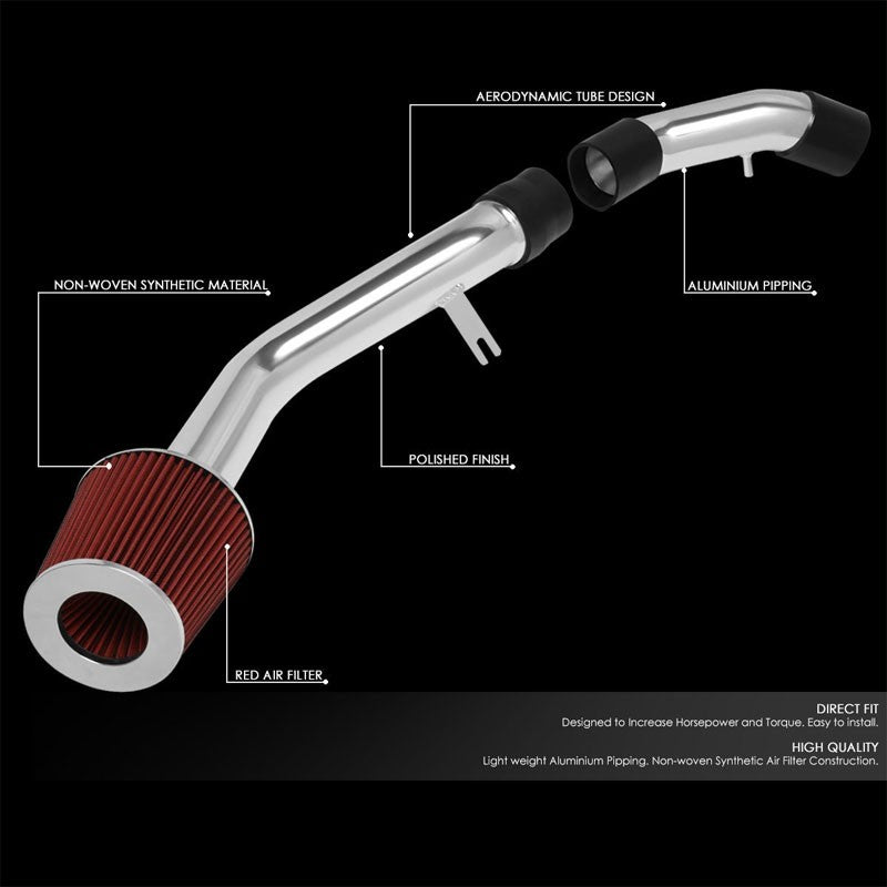 2.75" Polish Pipe Red Cone Filter Cold Air Intake Kit For 03-08 Tiburon 2.0L L4-Performance-BuildFastCar
