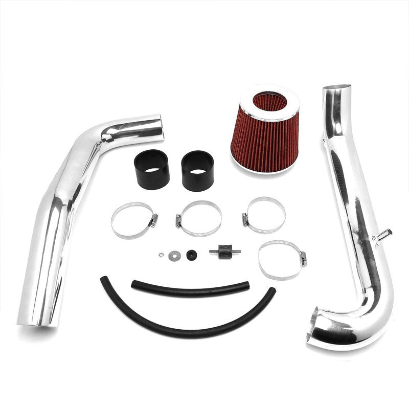 2.50" Polish Pipe Red Cone Filter Cold Air Intake Kit For 96-00 Civic CX DX LX-Performance-BuildFastCar