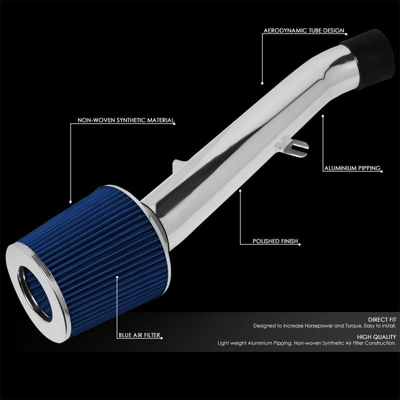 Polish Pipe Blue Dry Cone Filter Shortram Air Intake Kit For 03-06 Infiniti G35-Performance-BuildFastCar