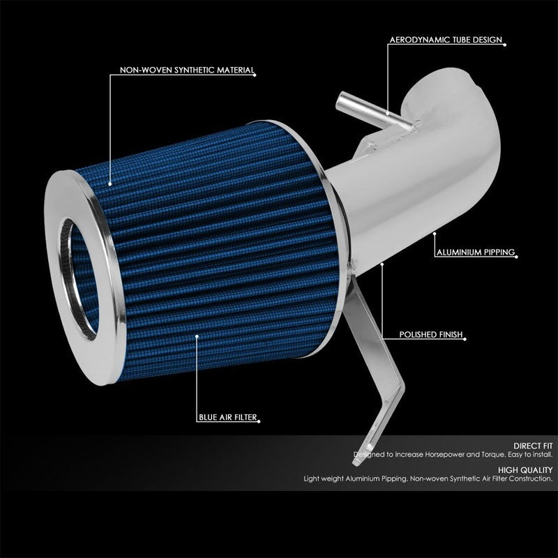 Polish Pipe Blue Dry Cone Filter Shortram Air Intake Kit For 07-12 Altima 2.5L-Performance-BuildFastCar