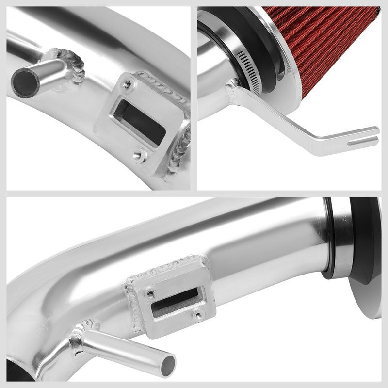 Polish Pipe Red Dry Cone Filter Shortram Air Intake Kit For 07-12 Altima 2.5L-Performance-BuildFastCar