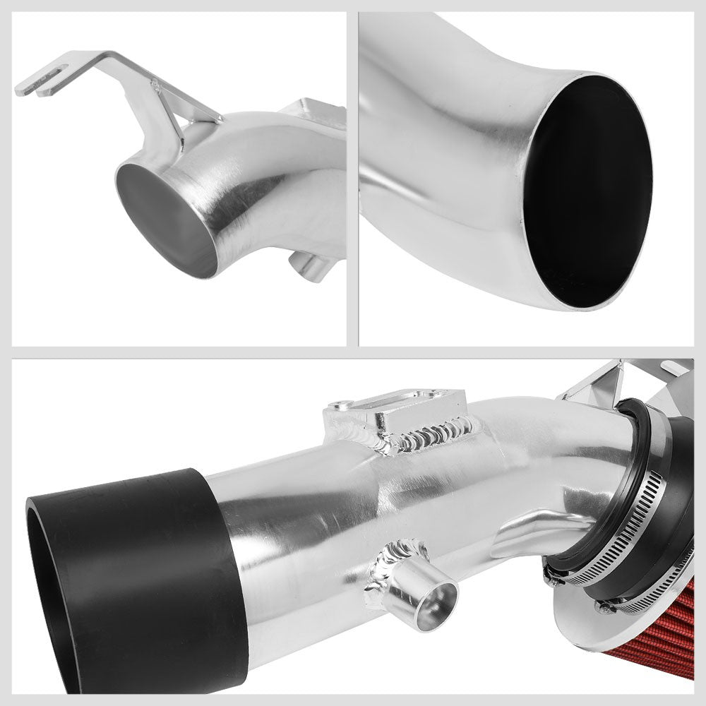 Polish Pipe/Red Cone Filter Shortram Air Intake Kit For 07-12 Altima 3.5 V6 L32A