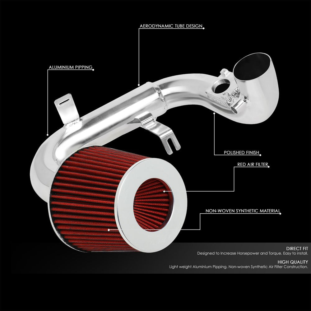 Polish Pipe/Red Cone Filter Cold Air Intake Kit For 04-06 Scion xA 1.5 1NZ-FE I4