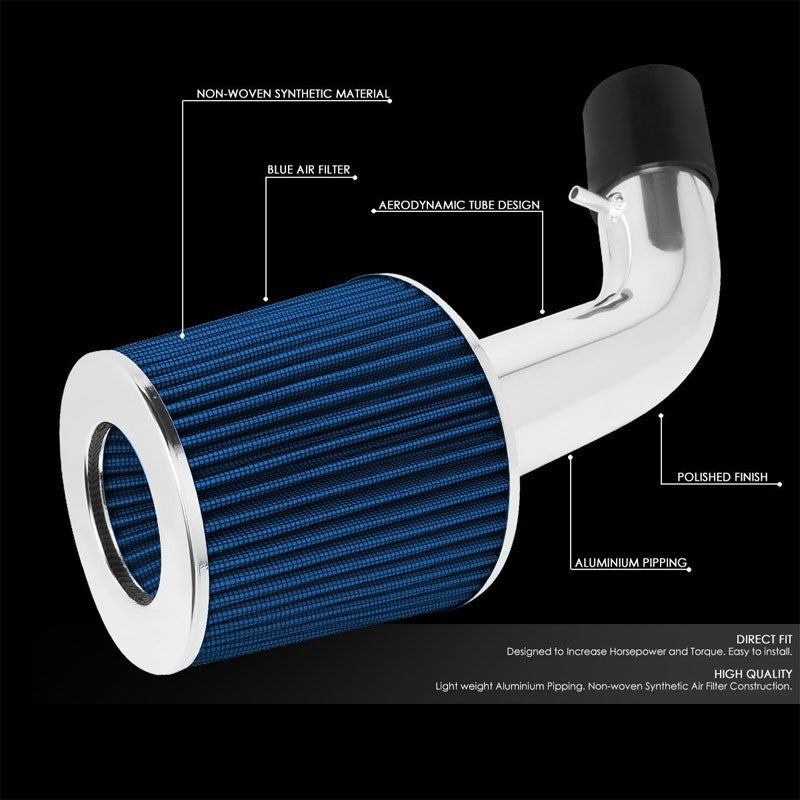 Polish Pipe Blue Dry Cone Filter Shortram Air Intake Kit For 03-08 Tiburon 2.0L-Performance-BuildFastCar