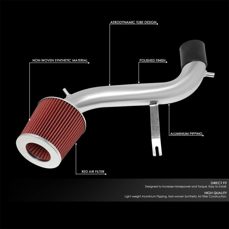 Polish Pipe Red Dry Cone Filter Shortram Air Intake Kit For 01-05 IS300 3.0L L6-Performance-BuildFastCar