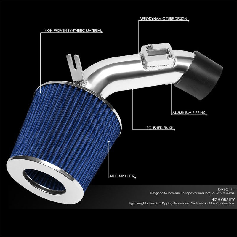 Polish Pipe Blue Dry Cone Filter Shortram Air Intake Kit For 06-11 Civic DX LX-Performance-BuildFastCar