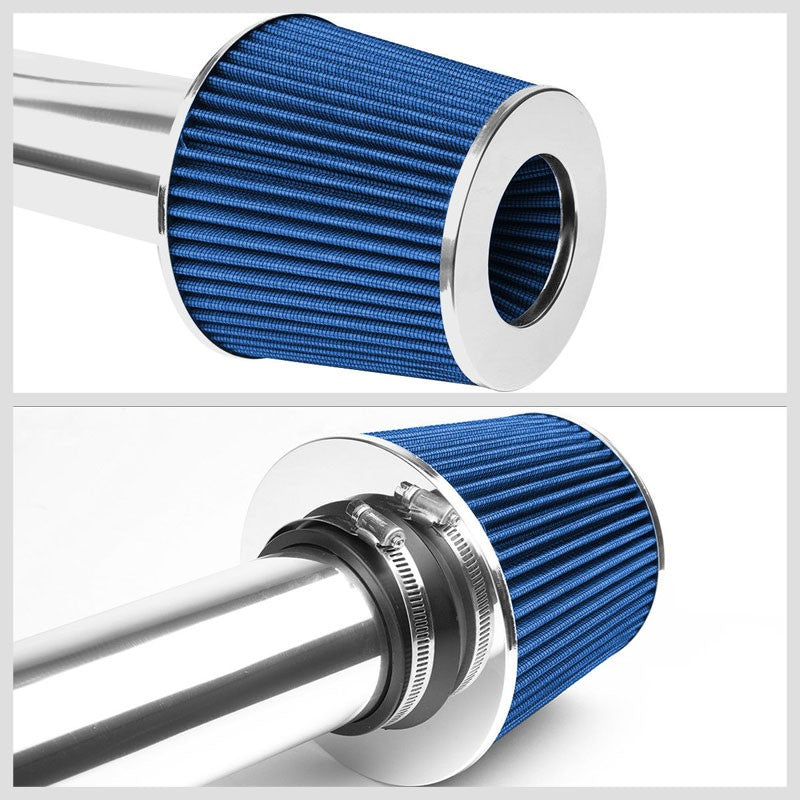 Polish Pipe Blue Dry Cone Filter Shortram Air Intake Kit For 96-00 Civic EX HX-Air Intake Systems-BuildFastCar