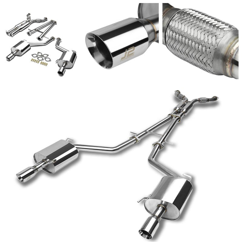 3.5" Dual Slant Roll Muffler Tip Exhaust Catback System For 09-13 G37 Sedan 3.7L-Performance-BuildFastCar