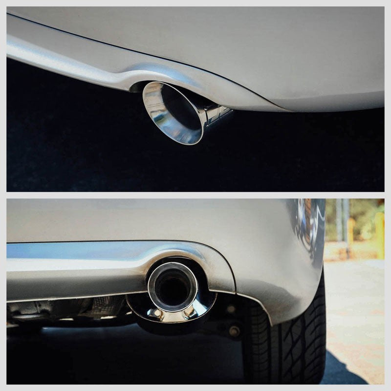 4" Dual Round Slant Roll Muffler Tip Exhaust Catback System For 03-08 A4 DOHC-Performance-BuildFastCar