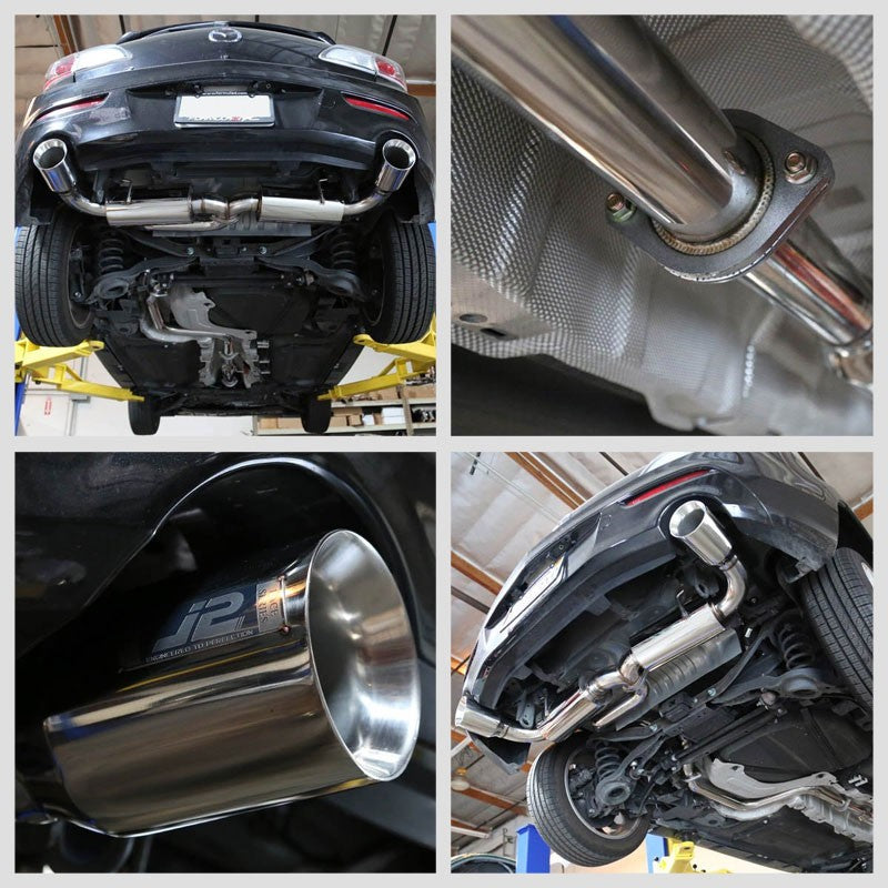 4.5" Dual Roll Muffler Tip Exhaust Catback System For 05-09 Mazda 3 2.3L DOHC-Performance-BuildFastCar