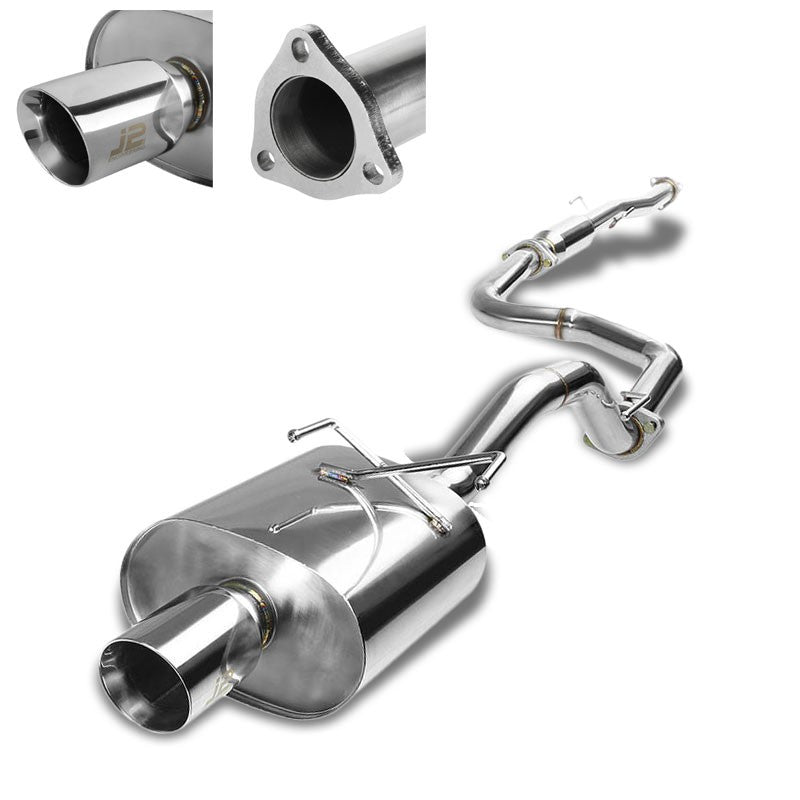 3.5" Slant Roll Muffler Tip Exhaust Catback System For 92-00 Civic EJ/EM SOHC-Performance-BuildFastCar