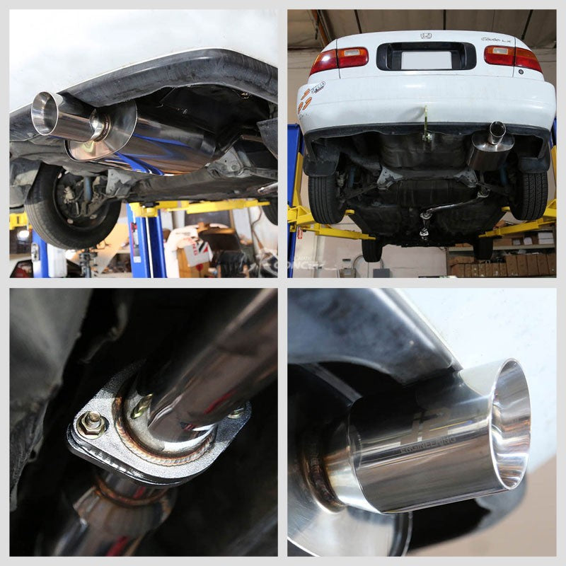 3.5" Slant Roll Muffler Tip Exhaust Catback System For 92-00 Civic EJ/EM SOHC-Performance-BuildFastCar