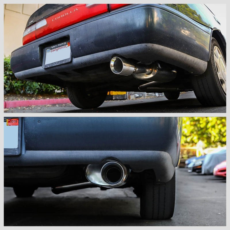 3.5" Slant Roll Muffler Tip Exhaust Catback System For 93-97 Toyota Corolla DOHC-Performance-BuildFastCar
