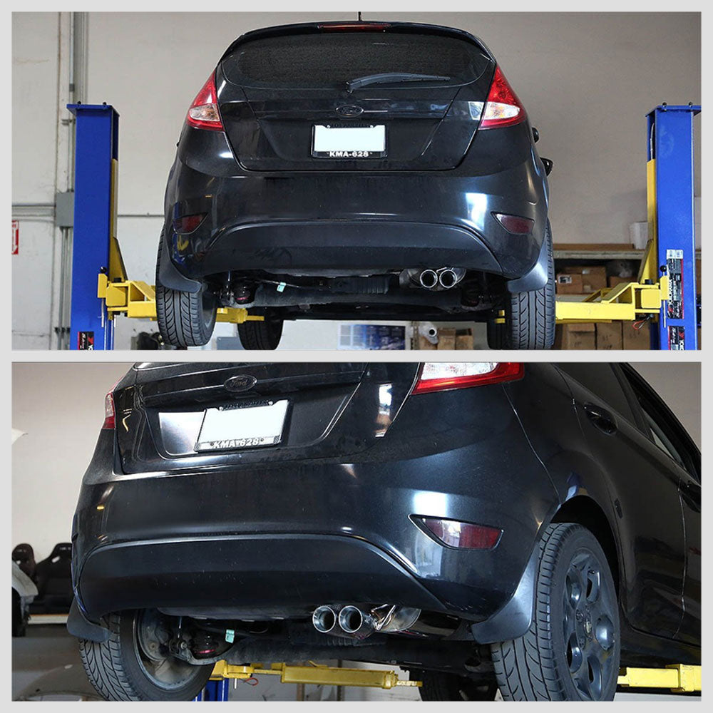 2.75" Dual Slant Roll Muffler Tip Exhaust Catback System For 11-15 Fiesta 1.6L