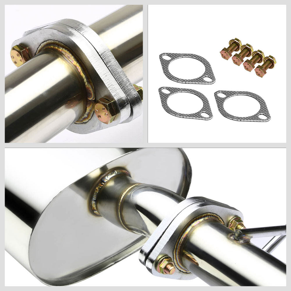 2.75" Dual Slant Roll Muffler Tip Exhaust Catback System For 11-15 Fiesta 1.6L