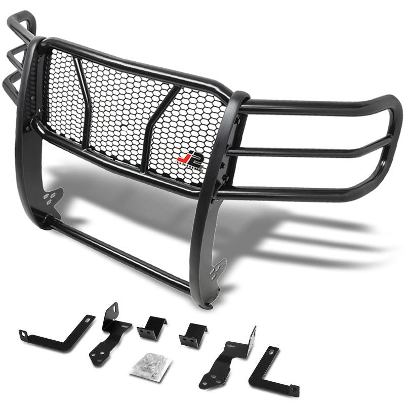 J2 Black Mild Steel Full Front Grille Guard For 11-14 GMC Sierra 2500 HD/3500 HD-Grille Guards & Bull Bars-BuildFastCar