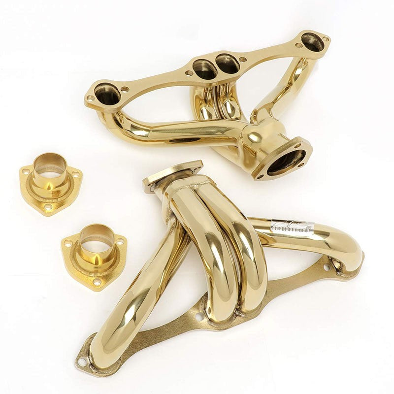 J2 Gold Exhaust Header For 66-96 Chevy/GMC Small Block SBC V8 305 327 350 400