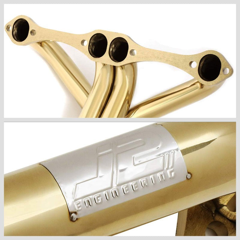J2 Gold Small Block Hugger Exhaust Header For 66-96 Chevy SBC 305 327 350 400