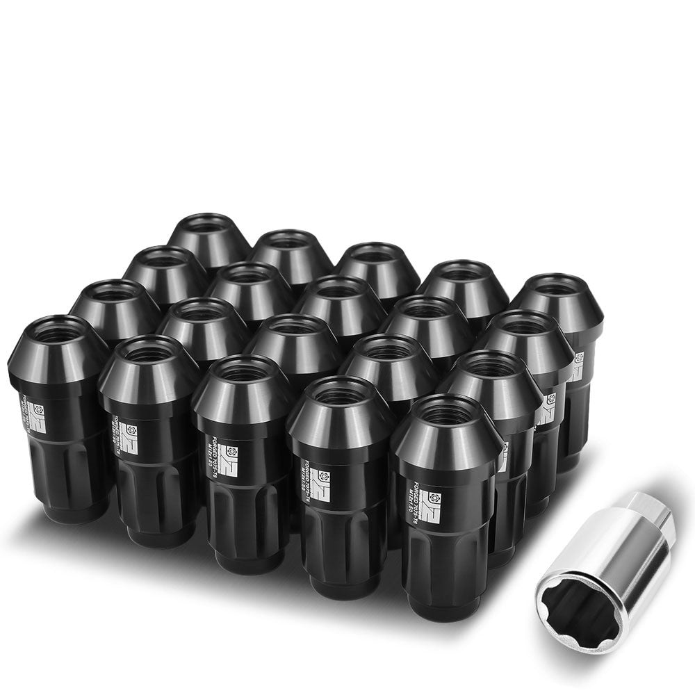 J2 20PCs Black M12x1.5 Closed End Spline Drive 50mm Tall Lug Nuts J2-LN-T7-035-15-BK