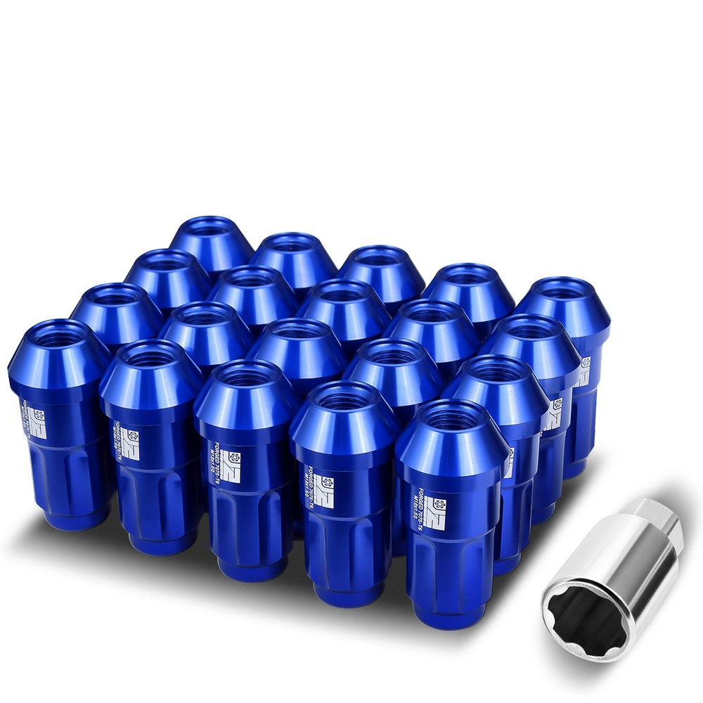 J2 20PCs Blue M12x1.5 Closed End Spline Drive 50mm Tall Lug Nuts J2-LN-T7-035-15-BL