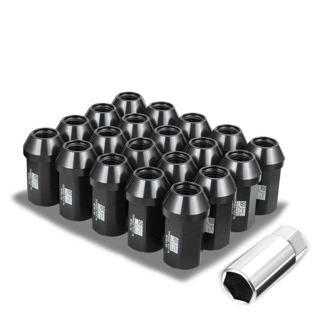 J2 20PCs Black M12x1.5 Closed End 25MM OD/42MM Tall Lug Nuts J2-LN-T7-038-15-BK