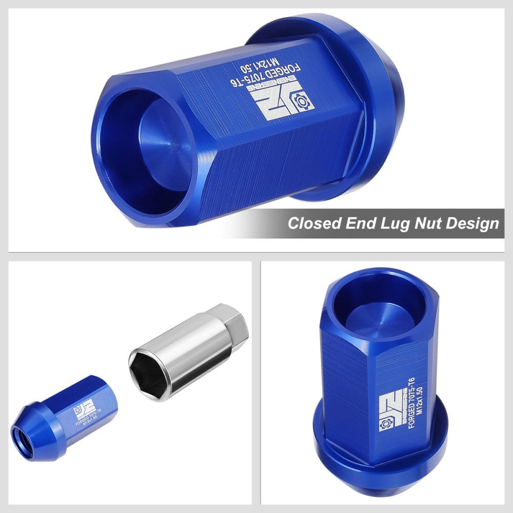 J2 20PCs Blue M12x1.5 Closed End 25MM OD/42MM Tall Lug Nuts J2-LN-T7-038-15-BL