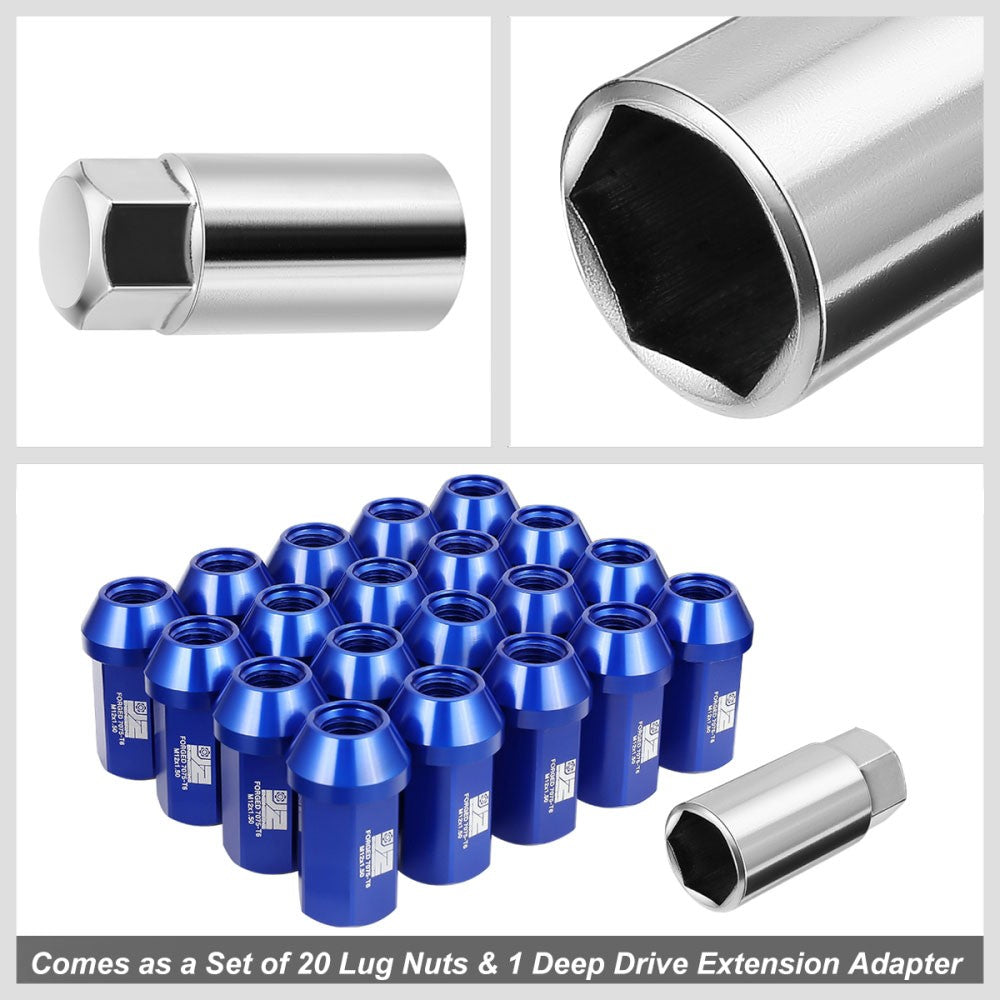 J2 20PCs Blue M12x1.5 Closed End 25MM OD/42MM Tall Lug Nuts J2-LN-T7-038-15-BL