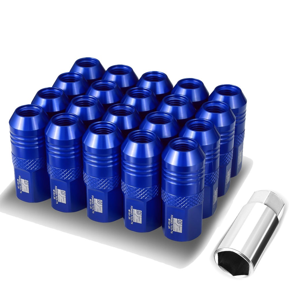 J2 20PCs Blue M12x1.25 Open End 21MM OD/50MM Tall Lug Nuts J2-LN-T7-040-125-BL