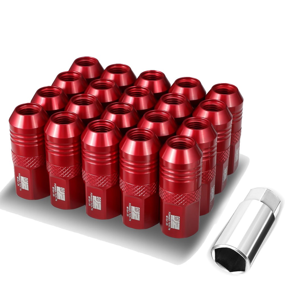 J2 20PCs Red M12x1.25 Open End 21MM OD/50MM Tall Lug Nuts J2-LN-T7-040-125-RD