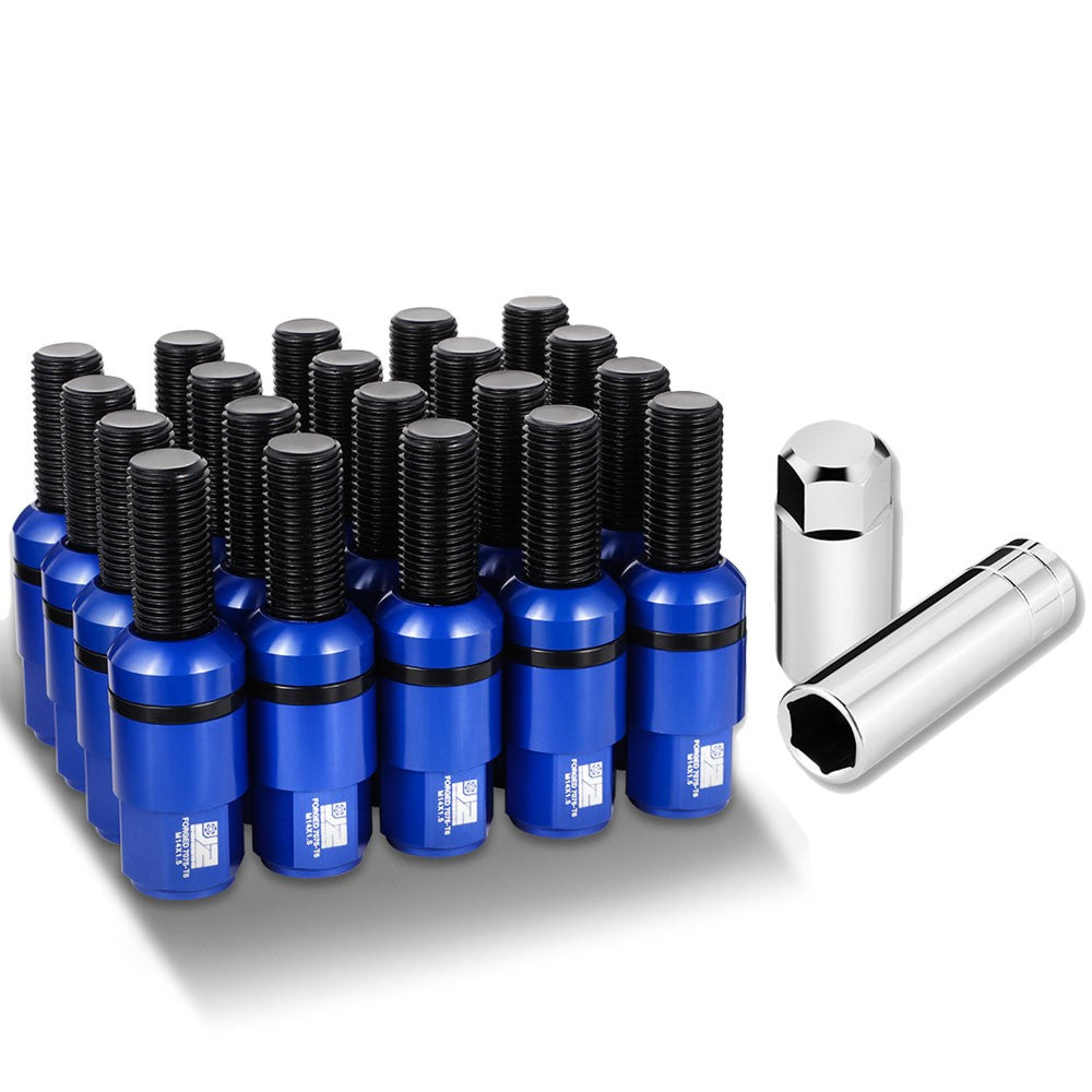 J2 20PCs Blue M14x1.5 Closed End 23MM OD/76mm Tall Ball Seat Lug Nuts J2-LN-T7-041BS-BL
