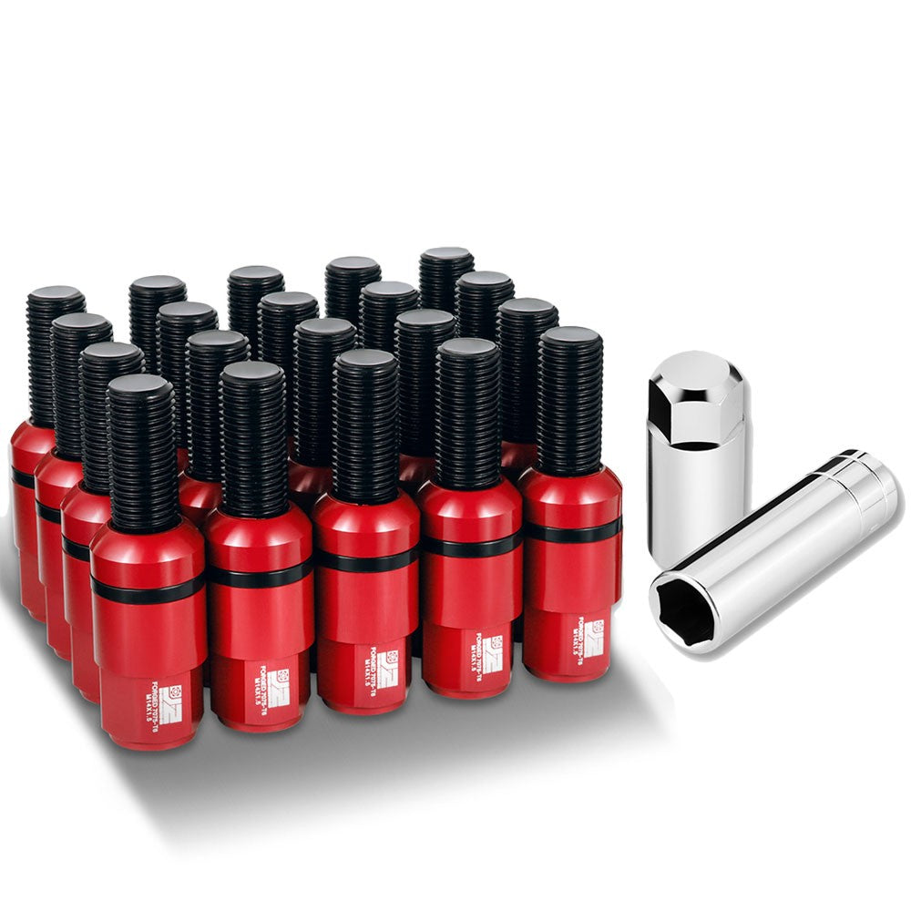 J2 20PCs Red M14x1.5 Closed End 23MM OD/76mm Tall Ball Seat Lug Nuts J2-LN-T7-041BS-RD
