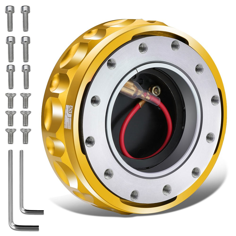 J2 Gold Low Profile Twist Lock Steering Wheel Quick Release Adapter J2-QR-ZTL-9070-GD