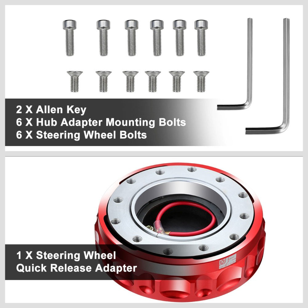 J2 Red Low Profile Twist Lock Steering Wheel Quick Release Adapter J2-QR-ZTL-9070-RD