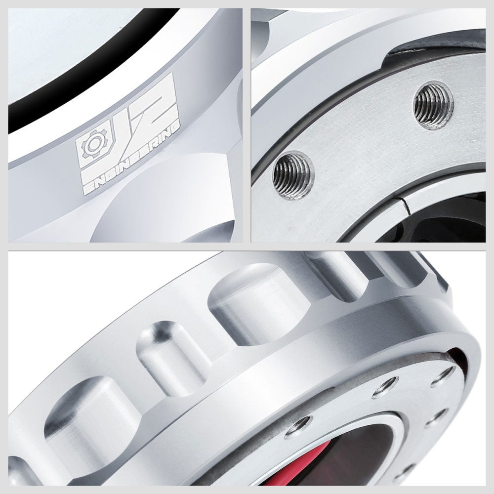 J2 Silver Low Profile Twist Lock Steering Wheel Quick Release Adapter J2-QR-ZTL-9070-SL