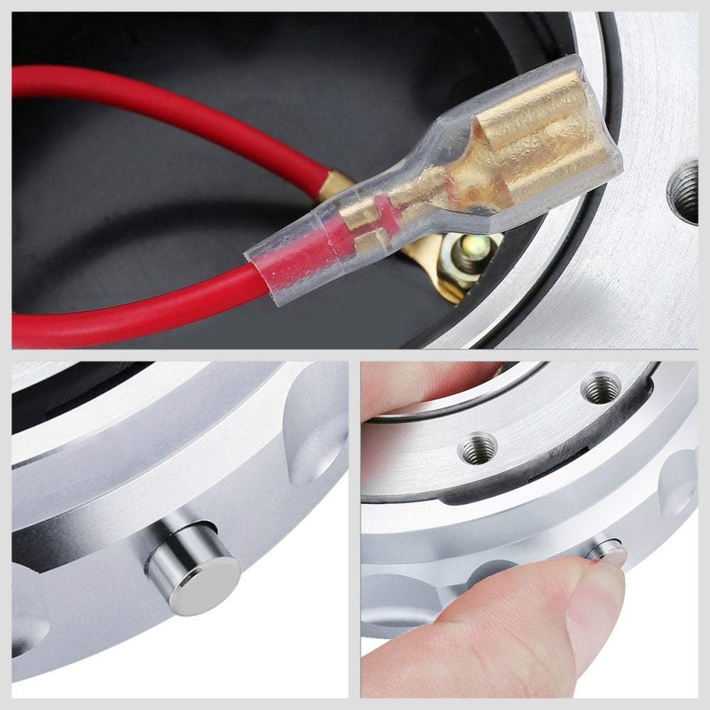 J2 Silver Low Profile Twist Lock Steering Wheel Quick Release Adapter J2-QR-ZTL-9070-SL