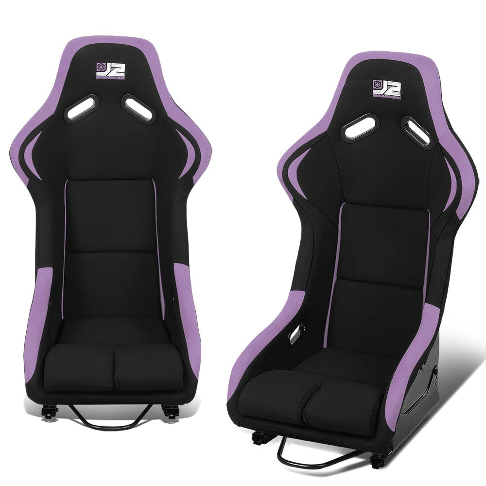 J2 J2-RS-001-PP Fixed Bucket Racing Seat w/Slider Black/Purple J2-RS-001-PP